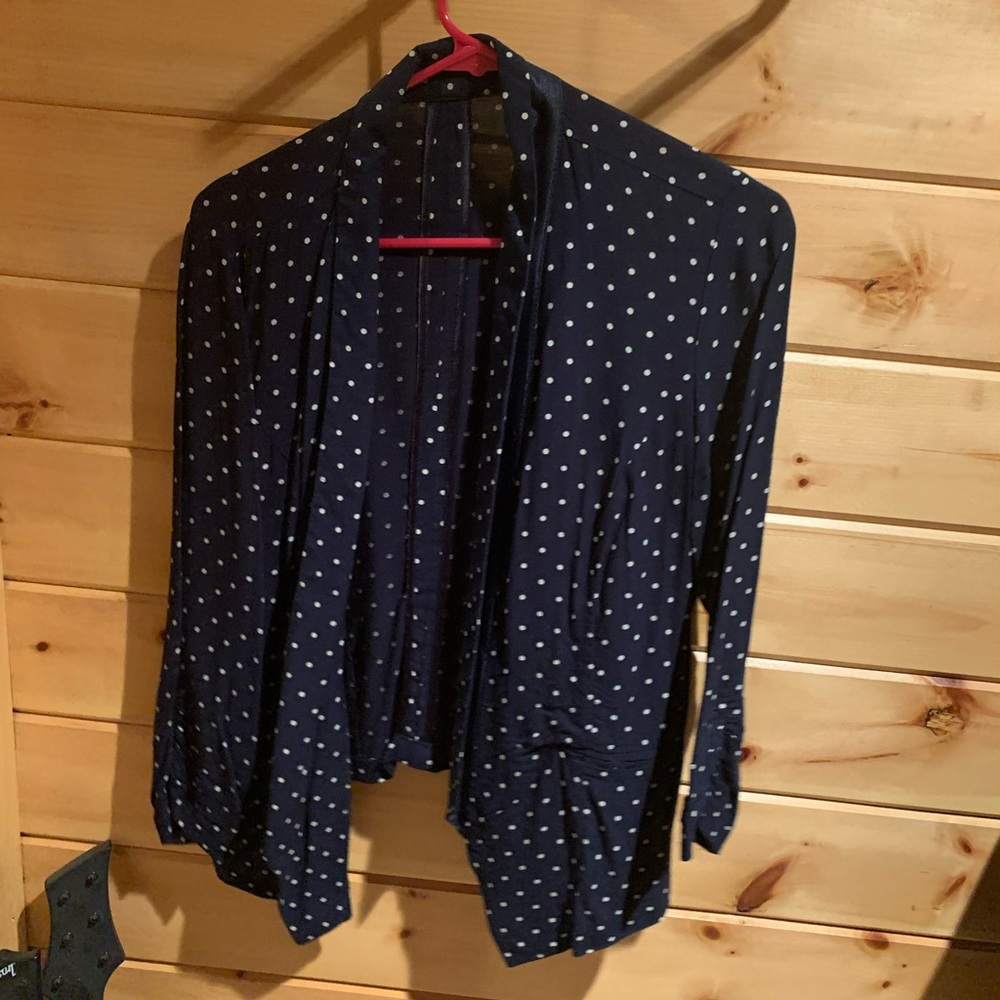 Maurices lightweight navy blue polka dot blazer.